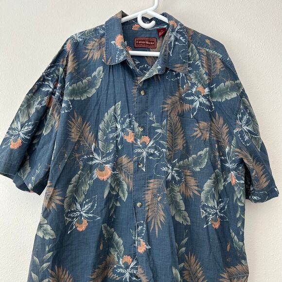 Vintage Cotton Works hawiian tropical luau button up floral resortwear 2XL - Picture 5 of 13